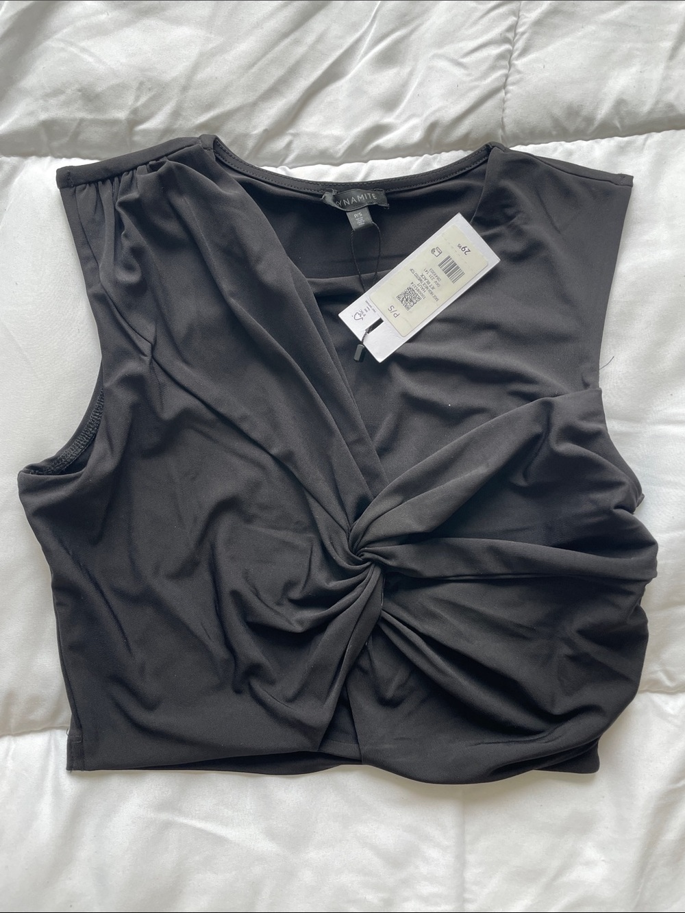 Dynamite Black Twist-Front crop tank - Picture 3 of 3